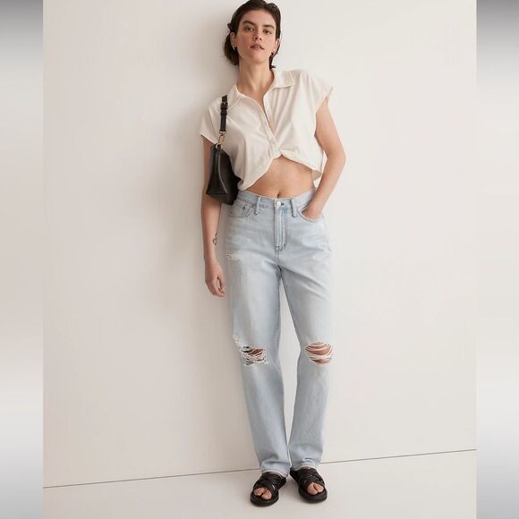 Madewell NWT The Tall Slouchy Boyjean Ripped Edition Size 31T - Picture 1 of 10